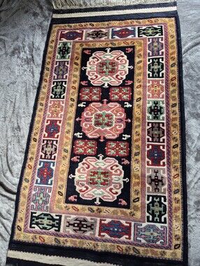 VTG turkish hand knotted wool rug 64" X 31" Hand Woven Persian Carpet Runner Rug